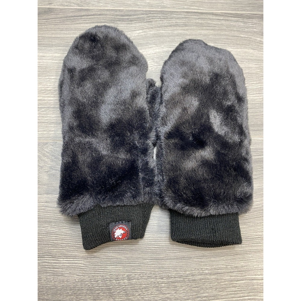 Canada Weather Gear Authentic Heritage Sportswear Red Maple Leaf Black Mittens